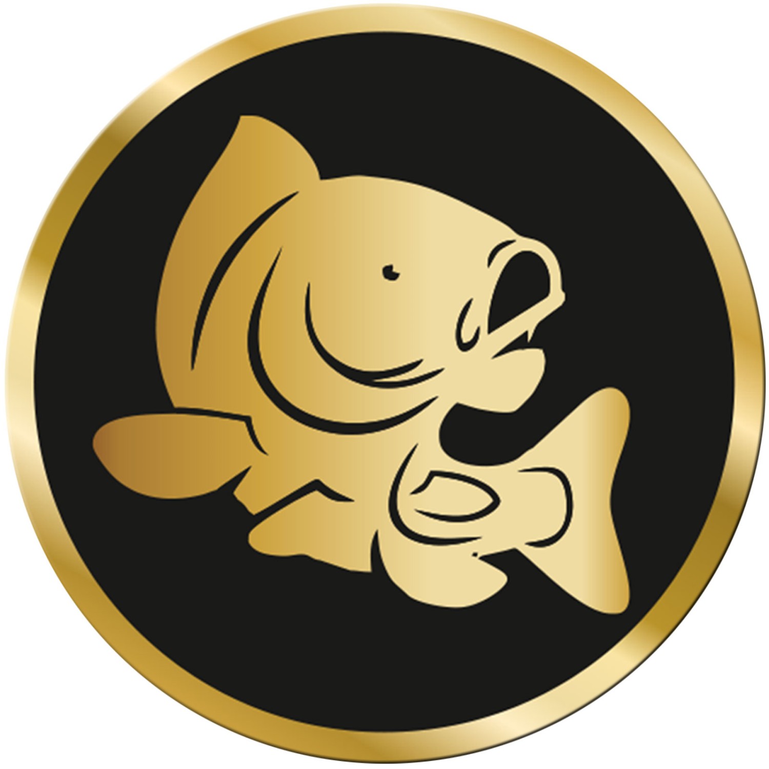 0. Foto ACRYL Emblem 70mm Fisch Karpfen Angeln Gold