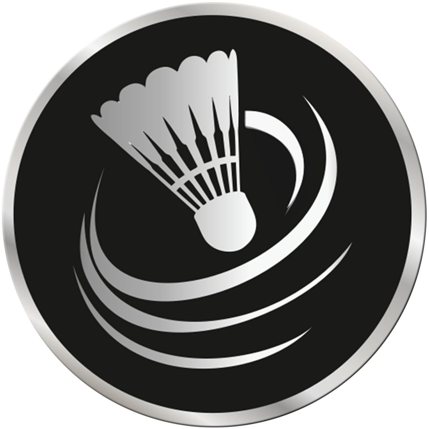 0. Foto ACRYL Emblem 70mm Badminton Federball Silber