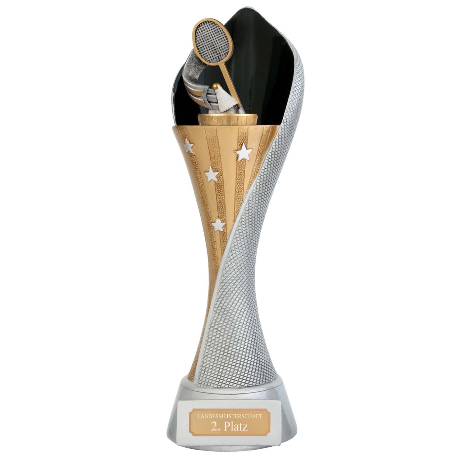 0. Foto Pokal Federball Badminton Serie AUXON Trophäe 3 Größen mit Gravur (Größe: Größe M)
