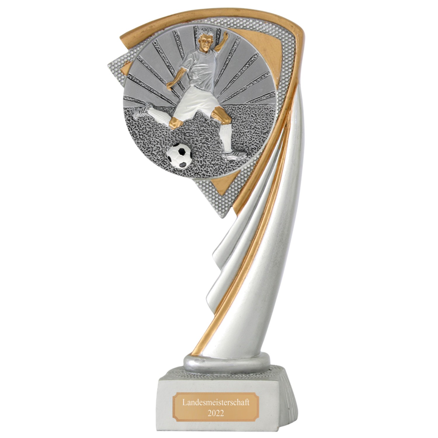 Fußball Pokal CROZON Trophäe mit Gravur (Größe: Größe L 19cm)