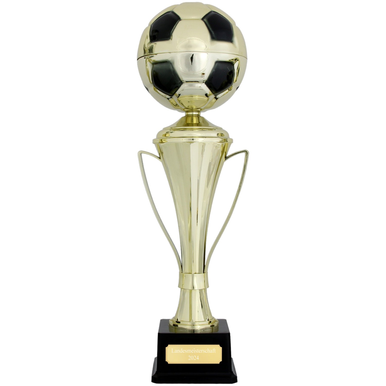 Pokal Fußball Cahors 39 cm hoch Metall Gold mit Gravur