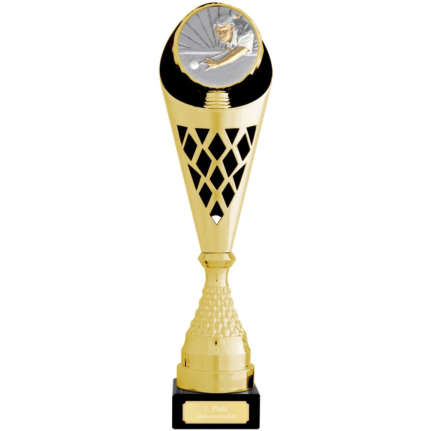 Pokal Billard CALAIS L 40,5cm Trophäe Gold mit Gravur