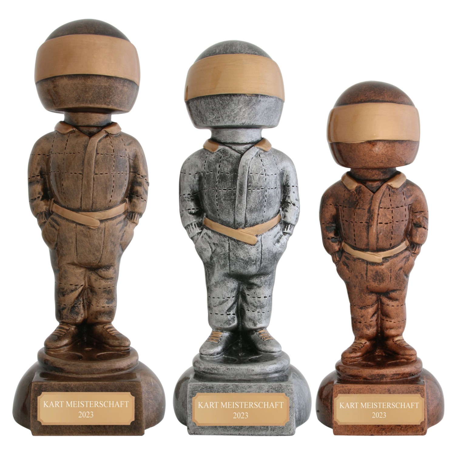 Pokal KART MAN Auto Figur Trophäe mit Gravur (Farbe: Set bronze, silber und gold)