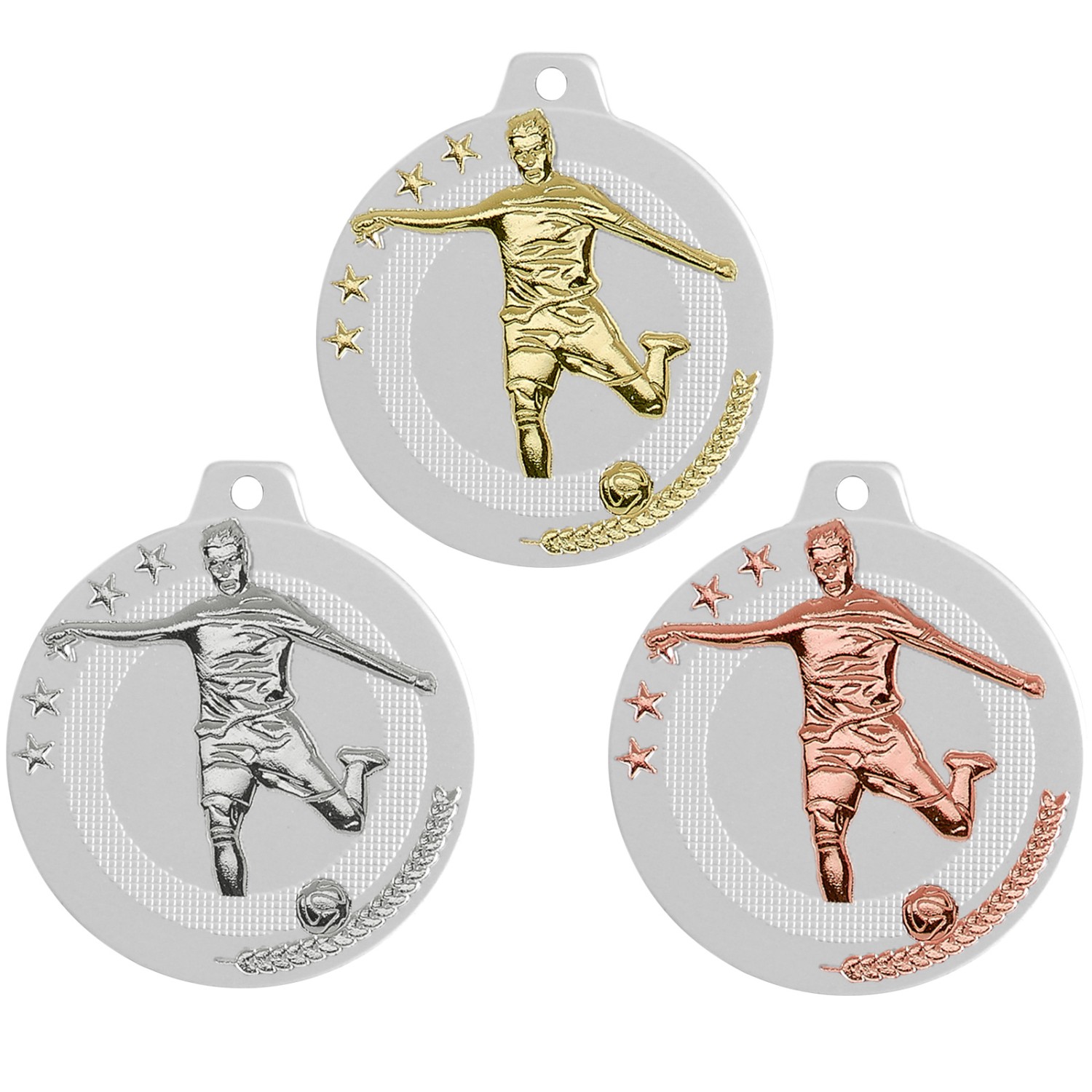 0. Foto Medaille Fußball ULLE 50mm Set mit Gold, Silber und Bronze