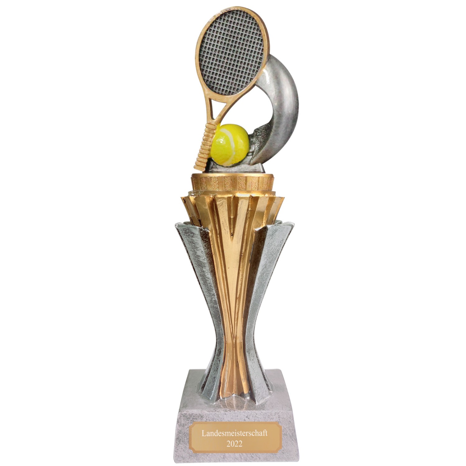 Pokal Trophäe Tennis Serie SALAKA aus Resin PVC 3 Größen (Größe: Größe L 21 cm)